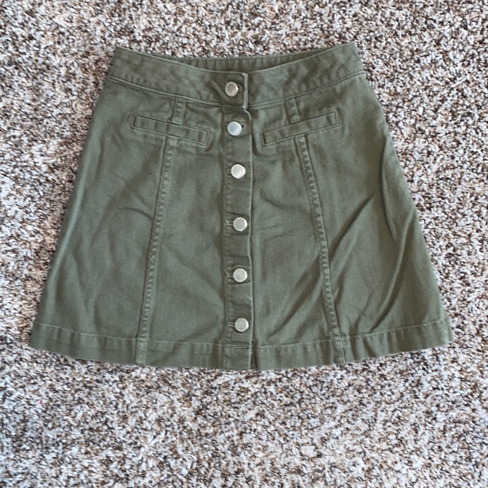 A line army green skirt